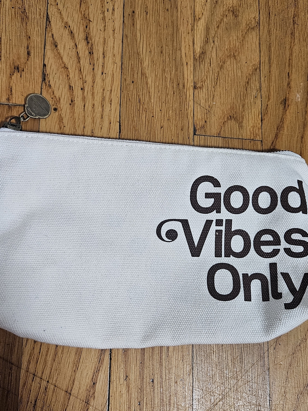 Good Vibes Only White Canvas Zip Pouch